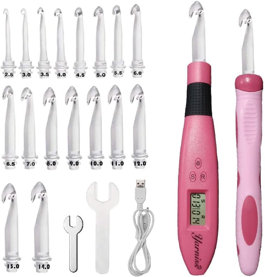 Yarniss 17 Size Counting Crochet Hooks Set, Light Up Crochet Hooks for Stitch & Row Counter