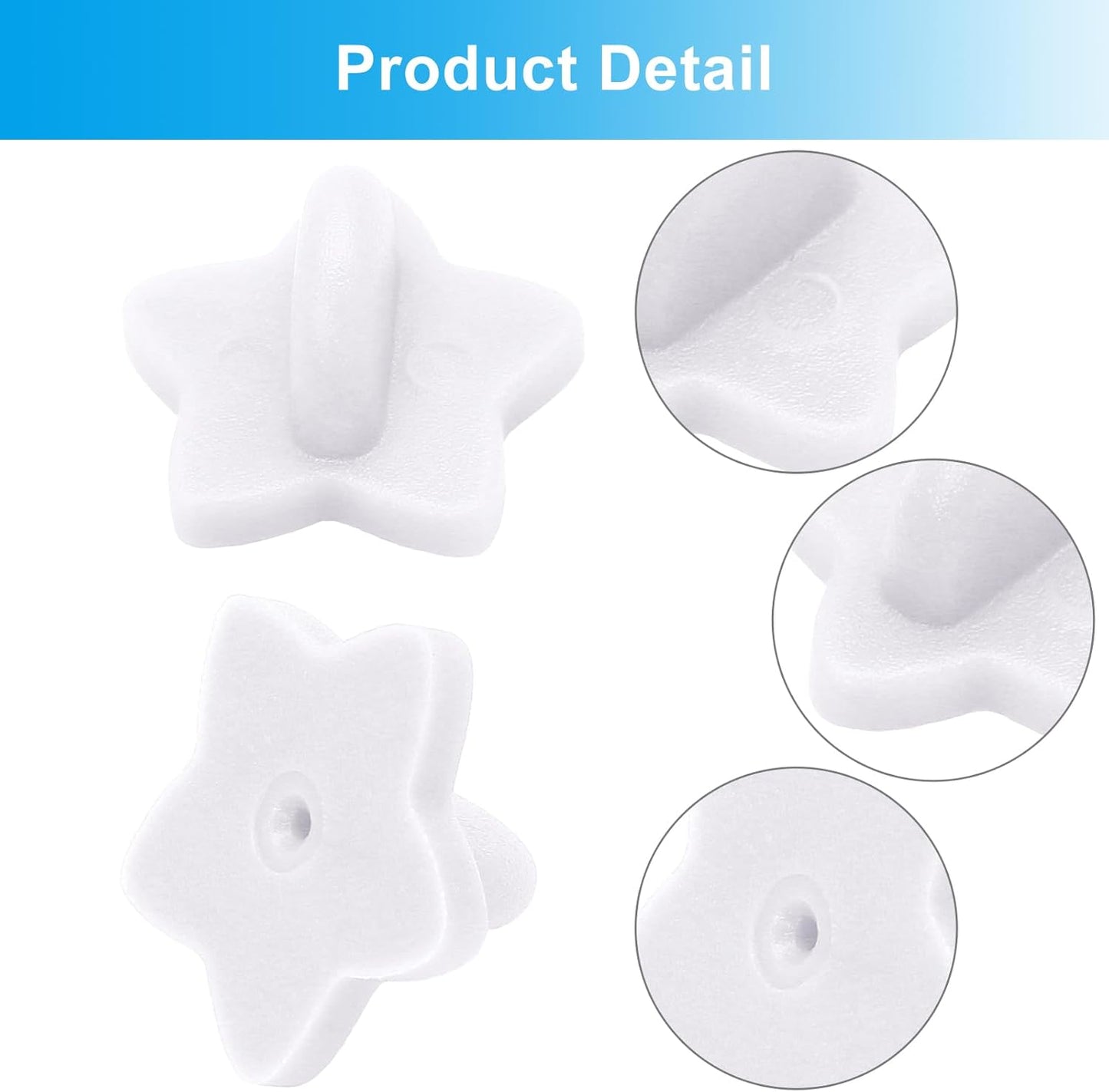 100 Pack Star Shape Rubber Pin Backs, Lapel Pin Backing Locking Pin Keepers, Brooch Holder for Uniform Badge Hat Tie(White)