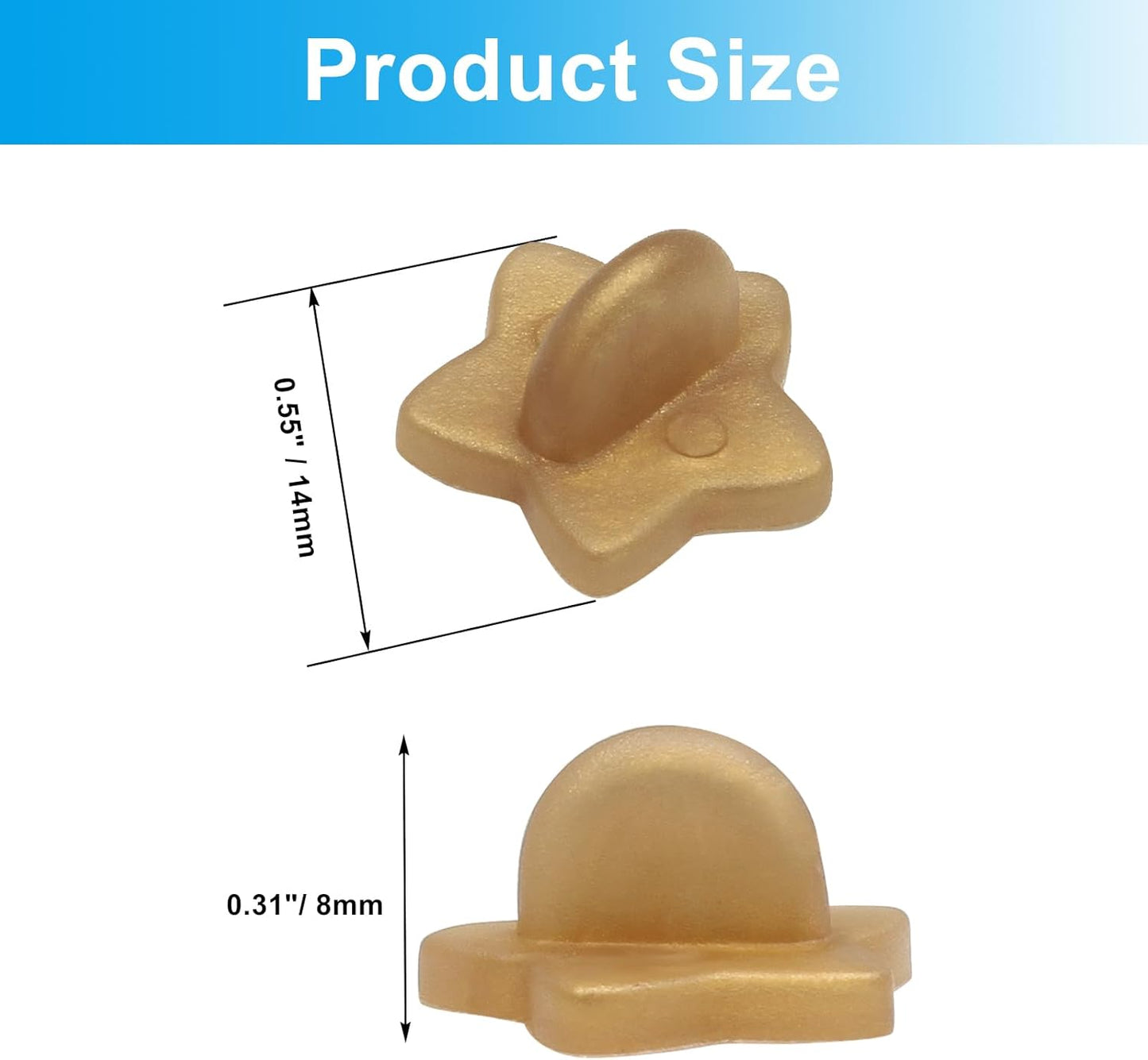 100 Pack Star Shape Rubber Pin Backs, Lapel Pin Backing Locking Pin Keepers, Brooch Holder for Uniform Badge Hat Tie(Gold)