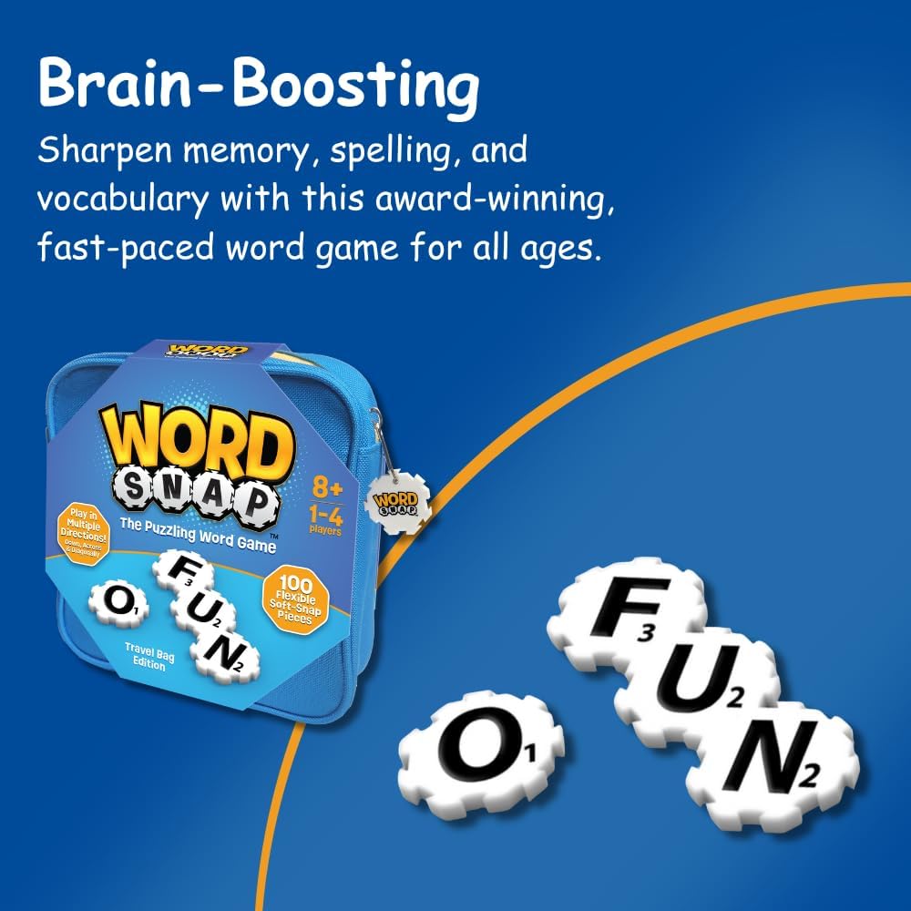 Word Strategy Game with Travel Bag, Word Puzzle for Adults, Family, and Kids, Fun Game for Ages 8+, 1-4 Players