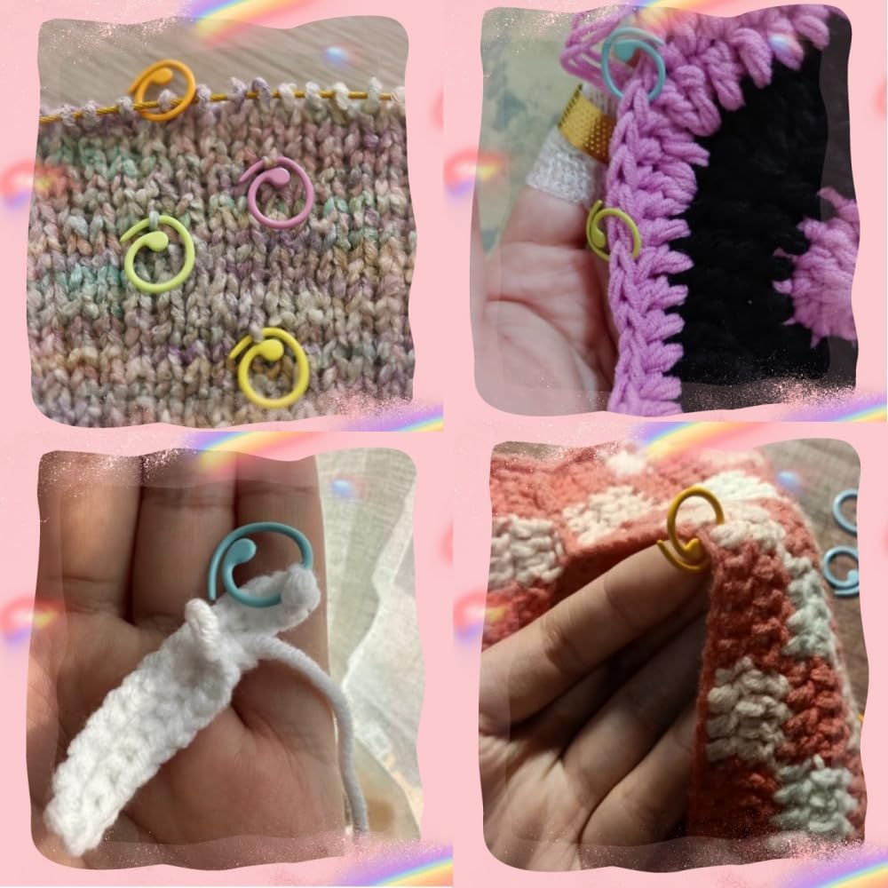 Hilsayum Multicolor Stitch Markers Knitting Stitch Rings Mini Size Crochet Markers Knitting Tool for Sewing Weaving
