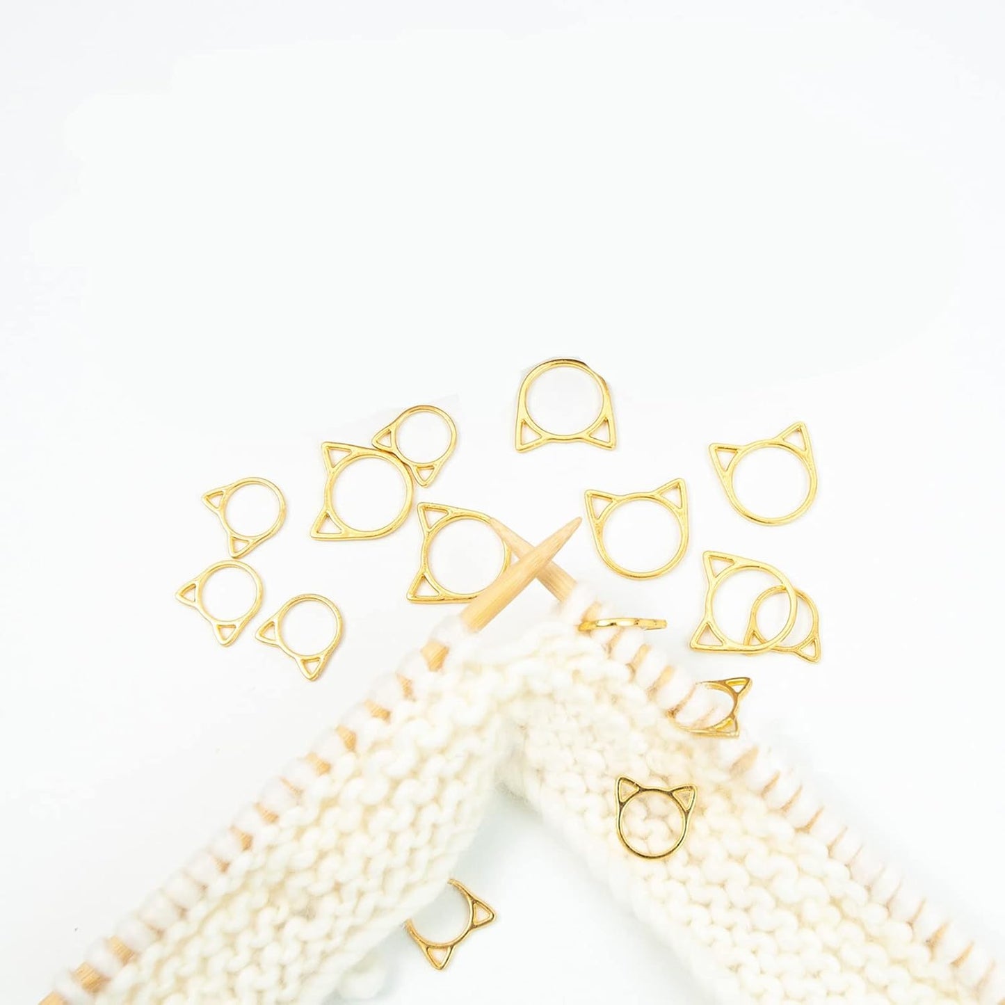 Hilsayum 30PCS Cat Stitch Marker Knitting Stitch Markers Metal Crochet Markers Ring Crocheting Accessories for Weaving, Handmade Crafts