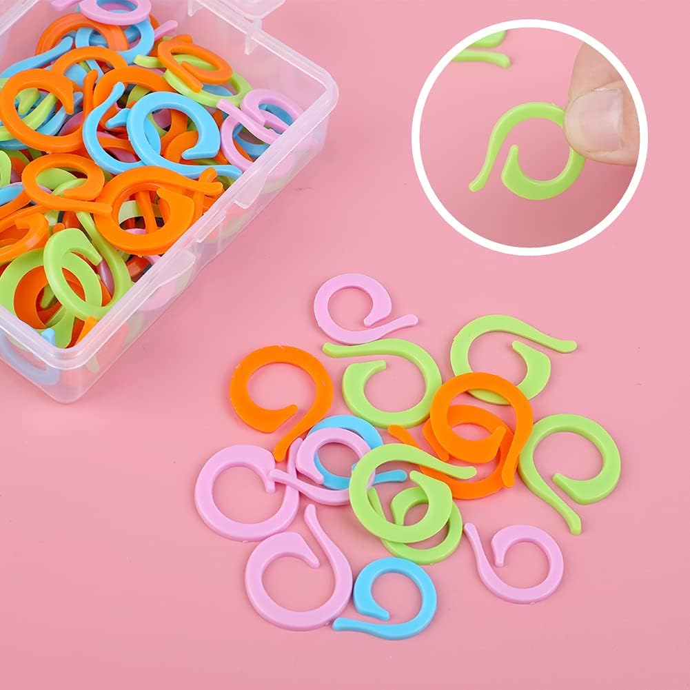 Lokunn 100PCS Stitch Markers for Crocheting, Crochet Stitch Markers Ring for Knitting and Crocheting, Small and Large Locking Markers