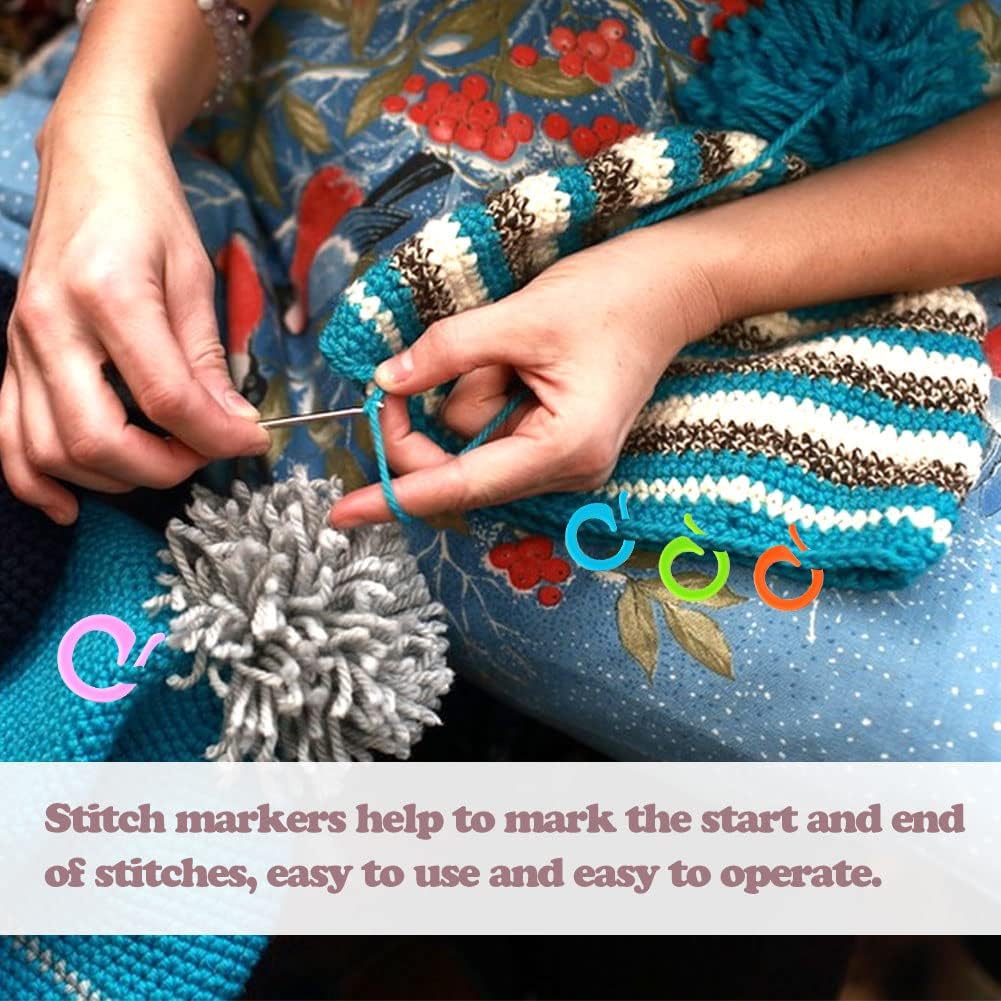 LUNARM Stitch Markers for Crocheting with Plastic Box, 80 Pcs Small and 80 Pcs Large Open Knitting Markers Rings for DIY Handmade Crafts