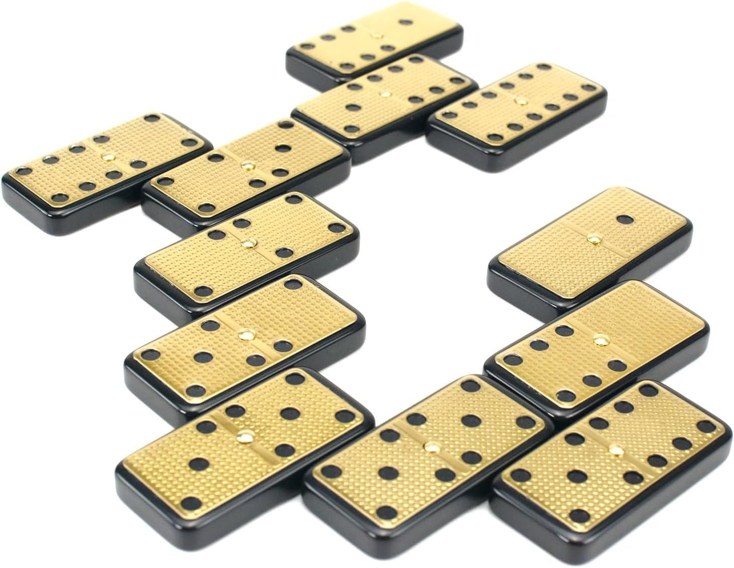 Bucher&Rossini Metal Surface Dominoes Set Double 6 for Adults and Kids - Classic 28Pieces Gold Metal Surface Domino's Game Set Idea Gift Present for Domino Players or Family Game Night