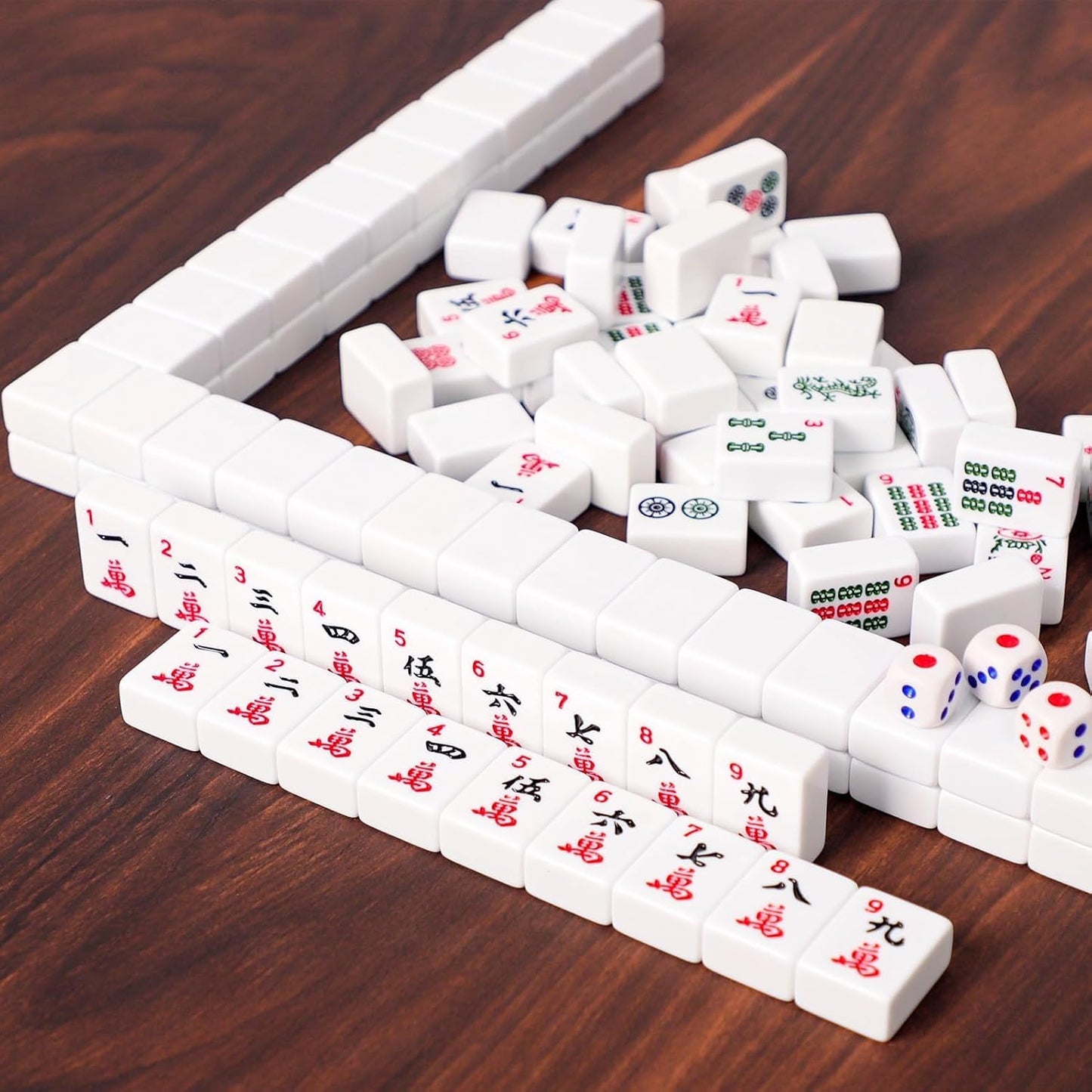 ZGME American Mahjong Set,166 White Tiles with Black Rectangular Bag and Accessories,4 All-in-One Mahjong Racks with Pushers,Complete Western Mahjong Set