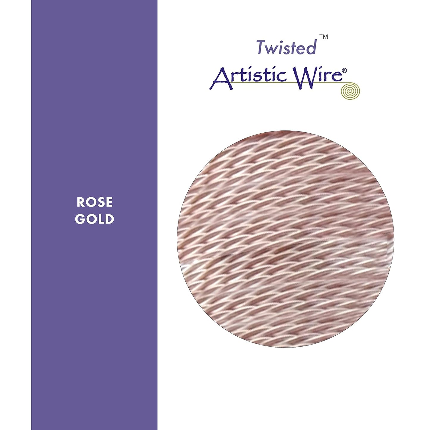 Artistic Wire, 18 Gauge / 1.0 mm Silver Plated Tarnish Resistant Colored Copper Craft Wire, Round Twist, Rose Gold Color, 2 yd / 1.82 m
