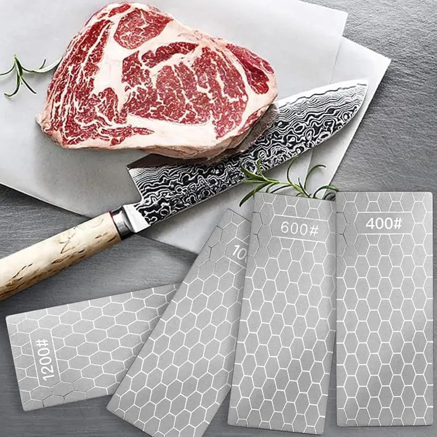 Diamond Sharpening Stone for 6 PCS Diamond Plate Honing Stone for Kitchen Sharpening Dull Knives Grindstone (SET-A)