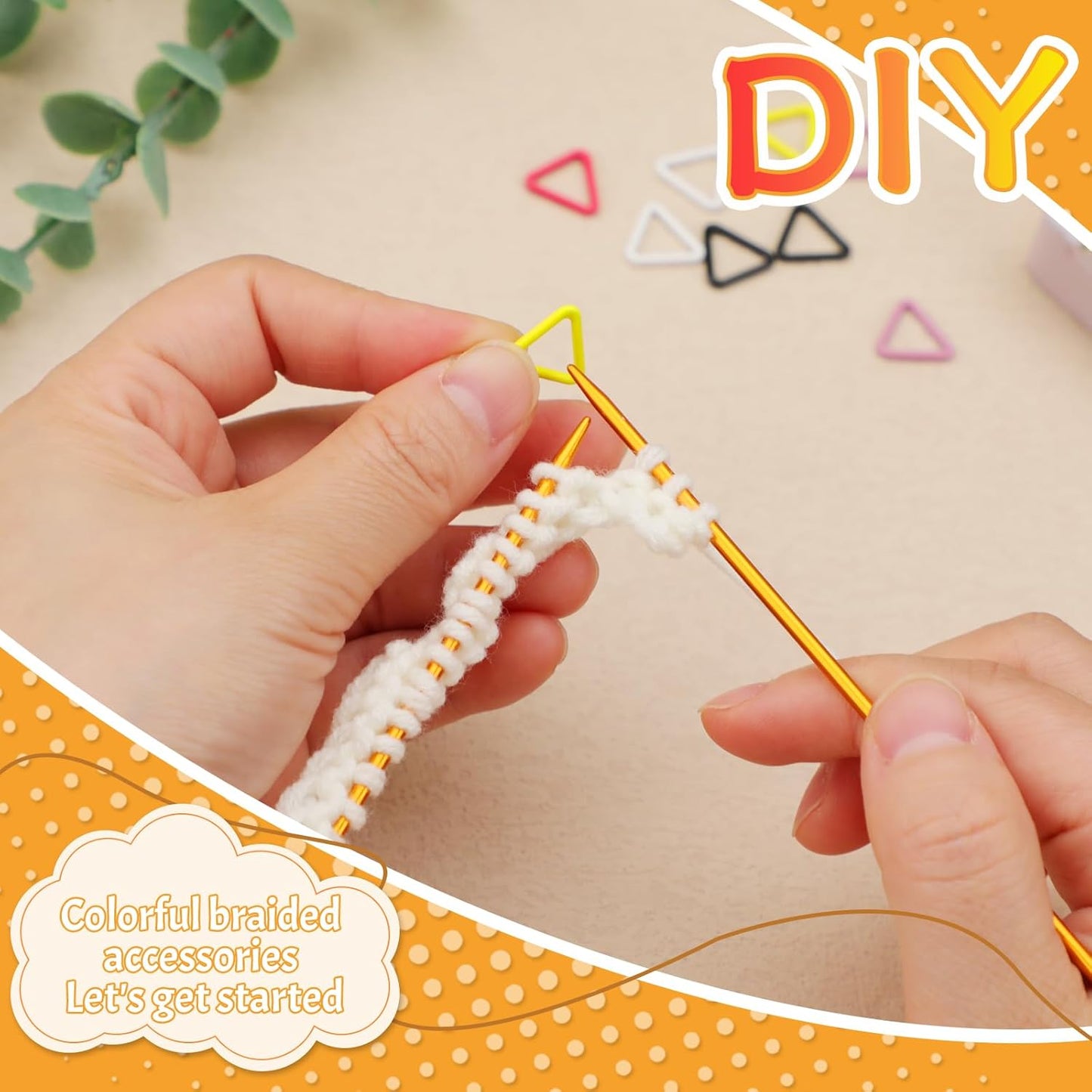 Jmuiiu Triangle Metal Stitch Markers, 50Pcs Metal Colorful Crochet Stitch Markers for Knitting Crocheting Clothing Tag Diy Craft Project with Storage Box