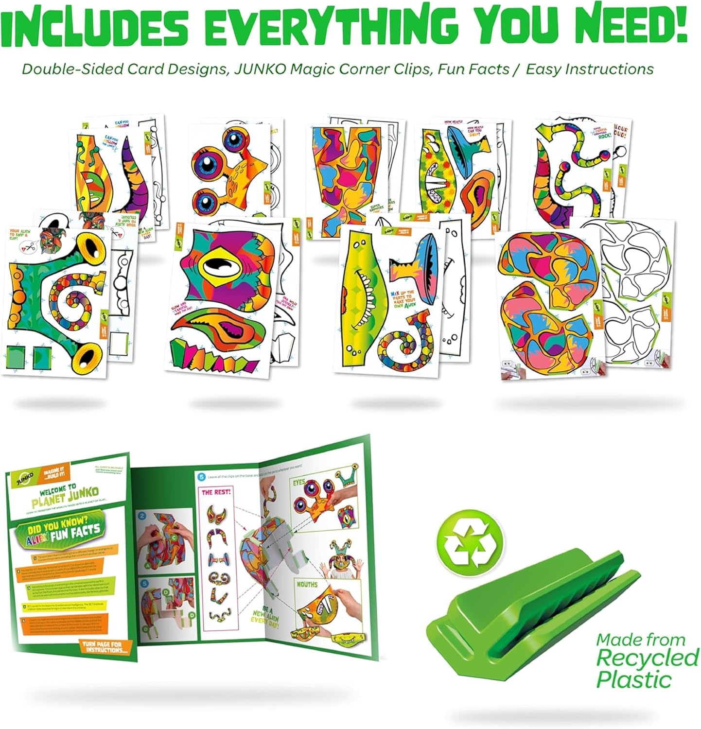 JUNKO Create Your Own Alien Craft Set | Build and Color STEAM Toy for Kids | Boys & Girls Ages 6–10 | Fun for Parent & Child | Rainy Day Activity