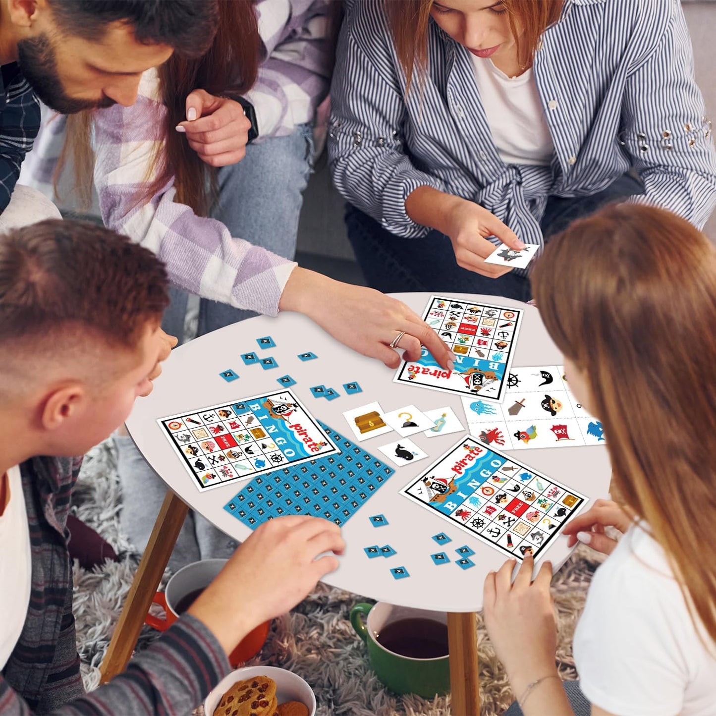 Pirate Ship Adventures Bingo Game Cards(24 Players), Pirate Party Bingo Card for Family Friend Adult, Large Group Skull Party Activity Favor Decoration Supplies -007