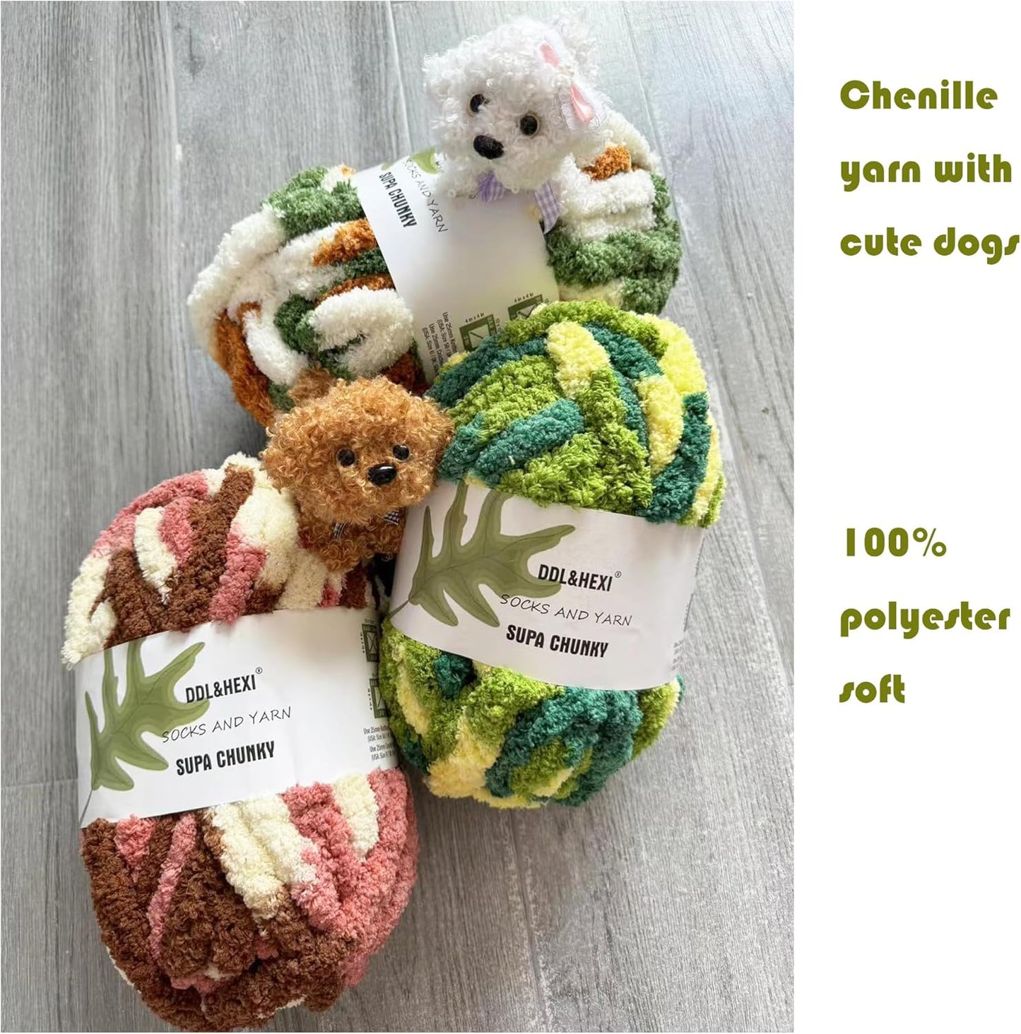 DDL&HEXI 4 Pack Super Chenille Chunky Yarn for Hand Knit, Blanket Making Kit, Jumbo Knitting, 4x8oz (226g) per Bag, Soft Polyester for Crochet, Knitting, and DIY Projects (217)