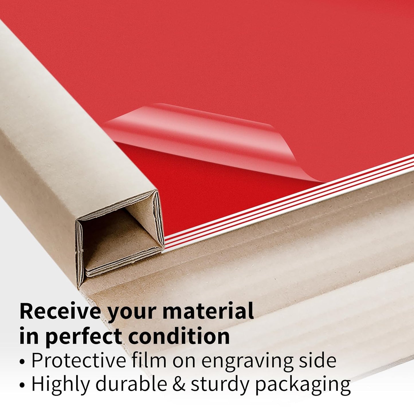 Trotec TroLase | 12"x12"x1/32", 8 Pcs | Red/White | 2 Ply | Modified Acrylic | Laser Engraving Double Color Plastic Sheet | Engraving Blanks for Laser, Saw, Guillotine | Made in USA