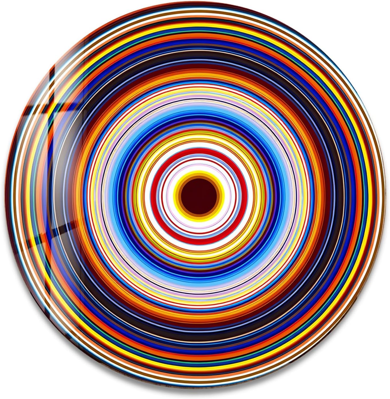 My Photostation.com 24''(60cm) Diameter Colorful Concentric Circles Round Glass Wall Art Tempered Glass Printing Wall Decor Large Wall Art Wall Hangings