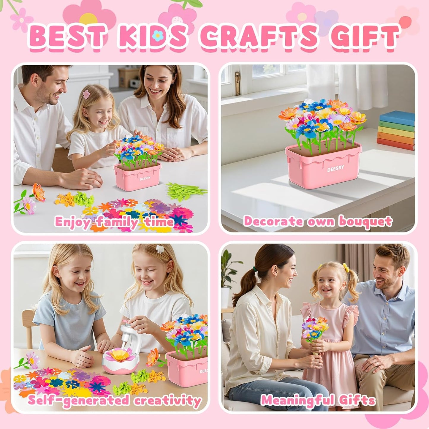 Deesry Fabric Flower Bouquets Toys, DIY Flower Craft Kits Year, Flowers Market Toy, Educational Arts & Crafts Toy, DIY Creative Activity As Christmas Birthday Gift for 4 5 6 7 8 Year Toddler Girl-02