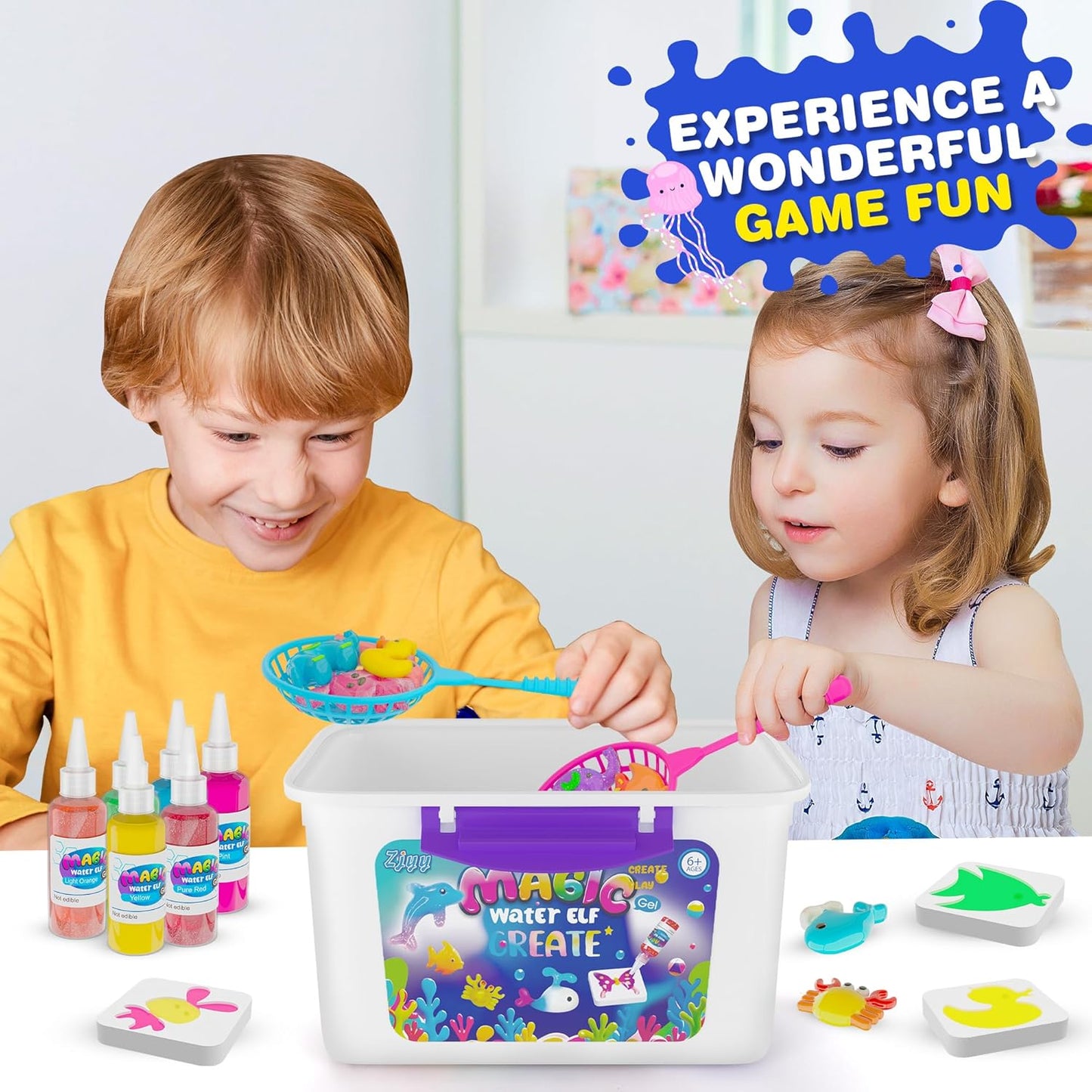 Magic Water Elf Toy Kit - Water Fairy Water Gel Kit, 24 Pcs Magic Gel and 18 Molds - Create Fun Water Toys, Ideal Xmas Gifts for Boys Girls Ages 6+