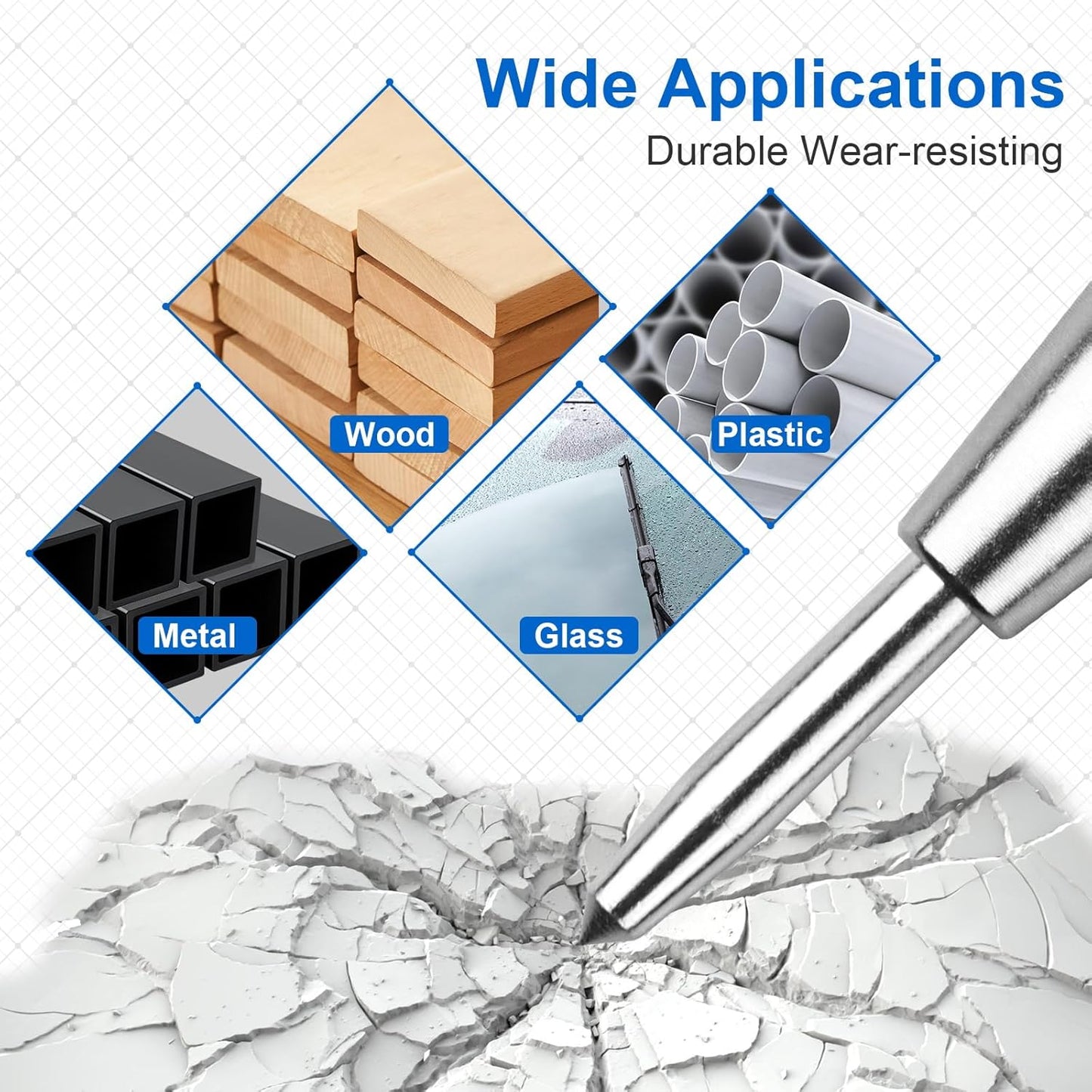 2Pcs Center Punch, 6Inch Automatic Center Punch Super Strong, Adjustable Spring Loaded Hole, Hardened Steel Auto Marker Tool for Metal, Wood, Glass by Pniimoo