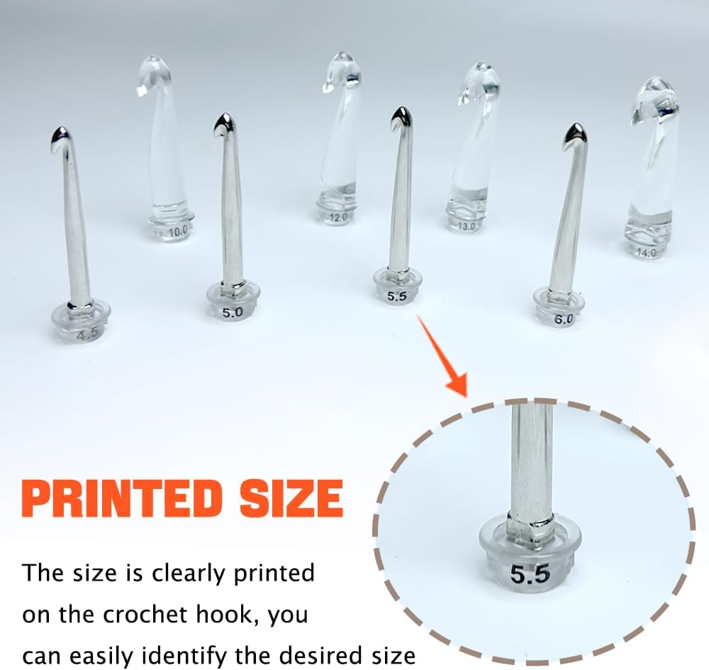 Yarniss Crochet Hooks with Counter 2.0mm-14.0mm,18 Size Digital Counting & Lighted Crochet Hooks Set with Case