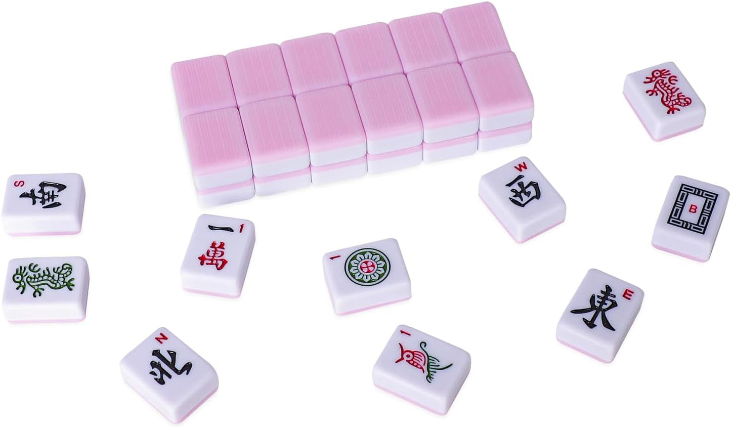 American Mahjong Tile Set with 166 Pink Back Tiles (1.2”, Tiles Only), Mahjong Game Set
