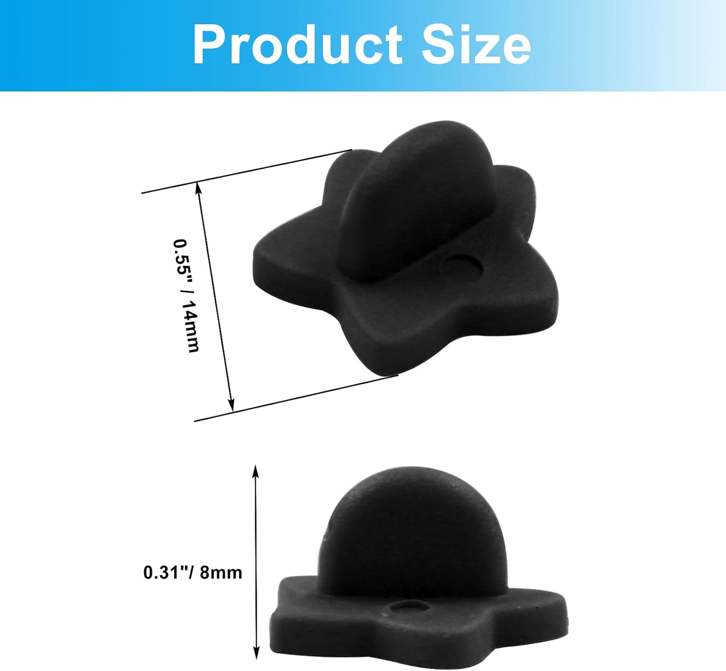100 Pack Star Shape Rubber Pin Backs, Lapel Pin Backing Locking Pin Keepers, Brooch Holder for Uniform Badge Hat Tie（Black）
