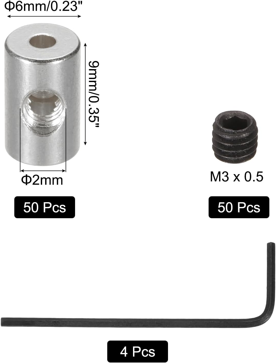 MECCANIXITY 50 Pcs Metal Locking Pin Backs, Locking Pin Keepers Locking Clasp 9mm(H) with 4 Wrench Replacement in Storage Case for Badge, Brooch, Silver Tone