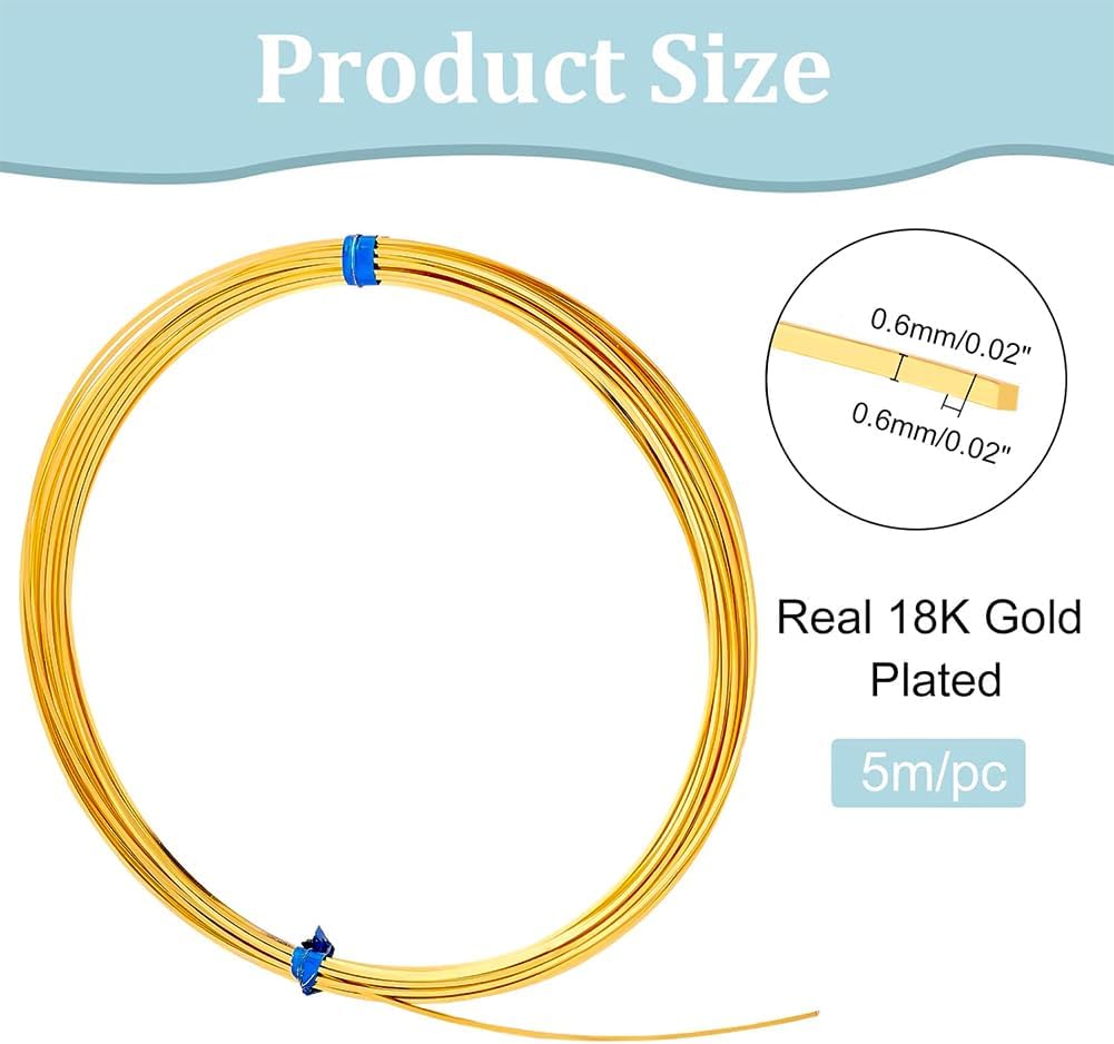 BENECREAT 23 Gauge 16 Feet Square Copper Wire, Bendable Metal Craft Wire for Necklace Bracelet Making and Other Handmade Project