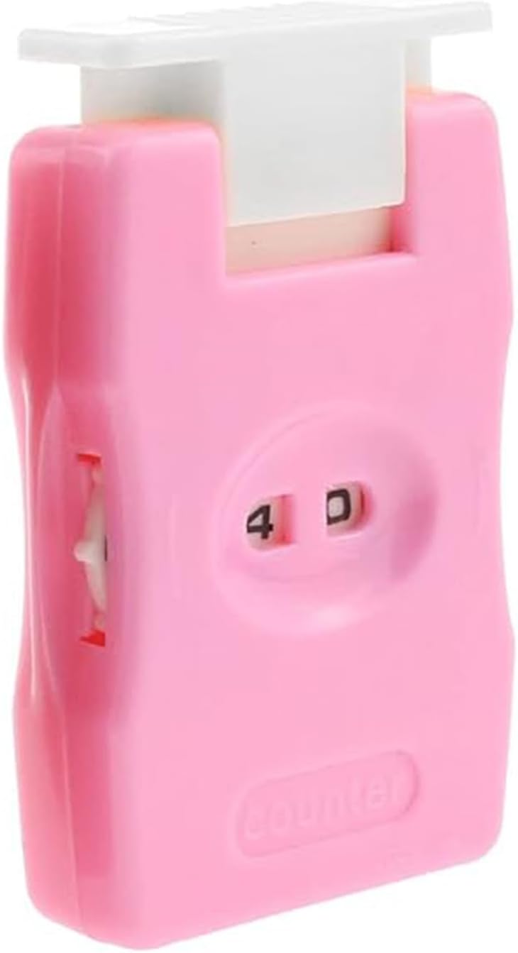 RUIAN Knitting Counter Stitch Needle Marking Tool Mini Crochet Stitch Counter Knitting Stitch Counter Plastic Knit Stitch Counter (2Pcs,Pink)