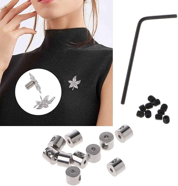 10 Pcs Pin Pin Safe Locks Pin Backs Clasp Locking Pin Keeper Backs Brooch Pin Locking Pin Backs with Wrench Tool Pin Backs