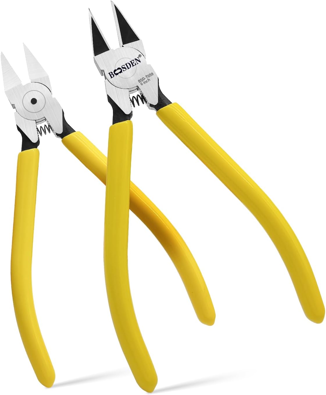 BOOSDEN Small Wire Cutters 2 Pack, 6 inch Wire Cutting Pliers, Dikes Spring Loaded Side Cutters, Flush Cut Pliers, Precision Wire Cutters for Crafting/Artificial Flowers/Jewelry Making