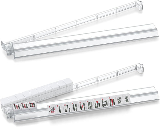 4 PCS Clear Acrylic American Majiang Tile Racks with Pushers,Mahjong All-in-One Tile Rack & Pusher, Modern American Mahjong Tile Racks