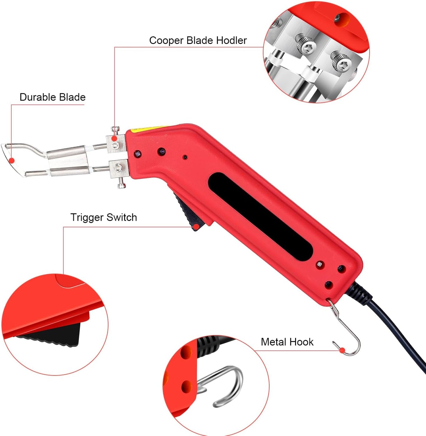 Fabric Cutter Rope Cutter Utility Knife, Electric Hot Knife Foam Cutting Tool with Adjustable Power Blades for Cutting Belt Cloth
