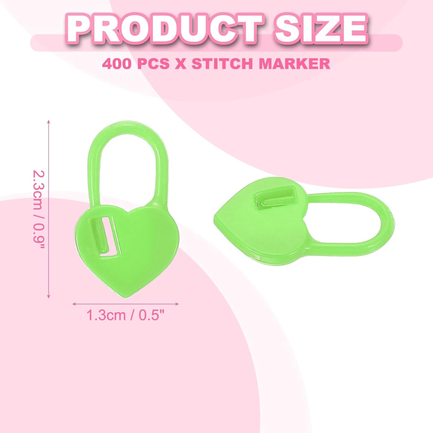 uxcell 400pcs Stitch Markers for Crocheting, Heart Shaped Crochet Marker Needle Clip Counter for Knitting Clothing Tag DIY Craft,Green