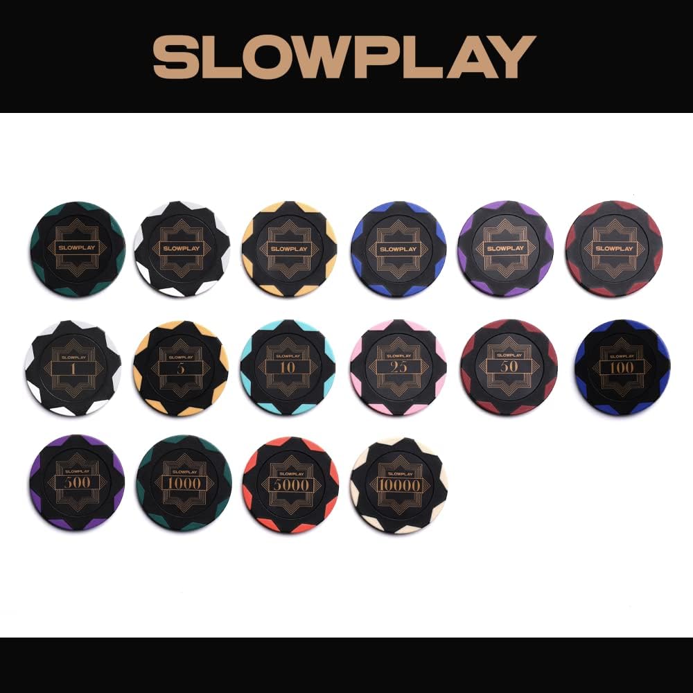 SLOWPLAY Nash Clay Poker Chips, 14 Grams Heavyweight Clay Composite, 40mm Large Chips in Bulk, Pack of 50 in Blue Without Denomination