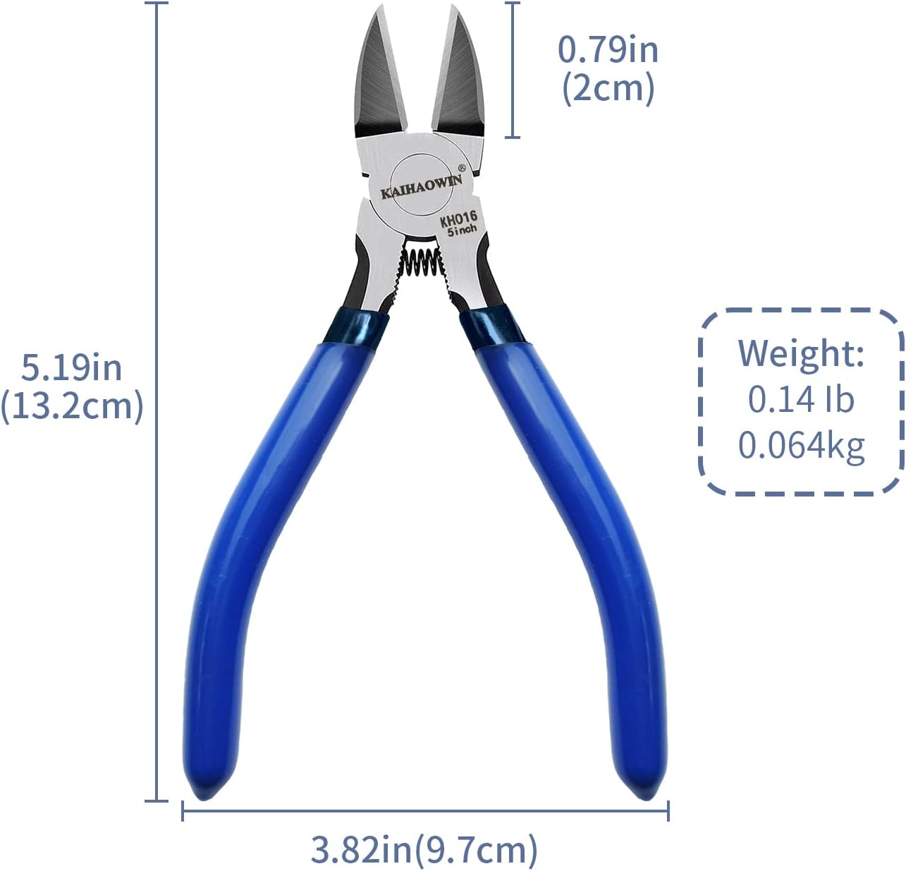 Wire Cutters 5", 5 Pack KAIHAOWIN Precision Flush Cutters Ultra Sharp Wire Cutters for Crafting Side Cutters Wire Snips Spring Loaded Dikes Wire Cutter for Jewelry Making, Blue with Black Handle
