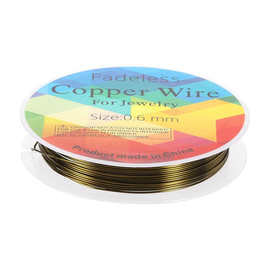 HARFINGTON 13ft Jewelry Wire, 22 Gauge (0.6mm) Brass Craft Soft Metal Tarnish Resistant Copper Beading Wire for Jewelry Making Supplies Crafting, Ancient Blue