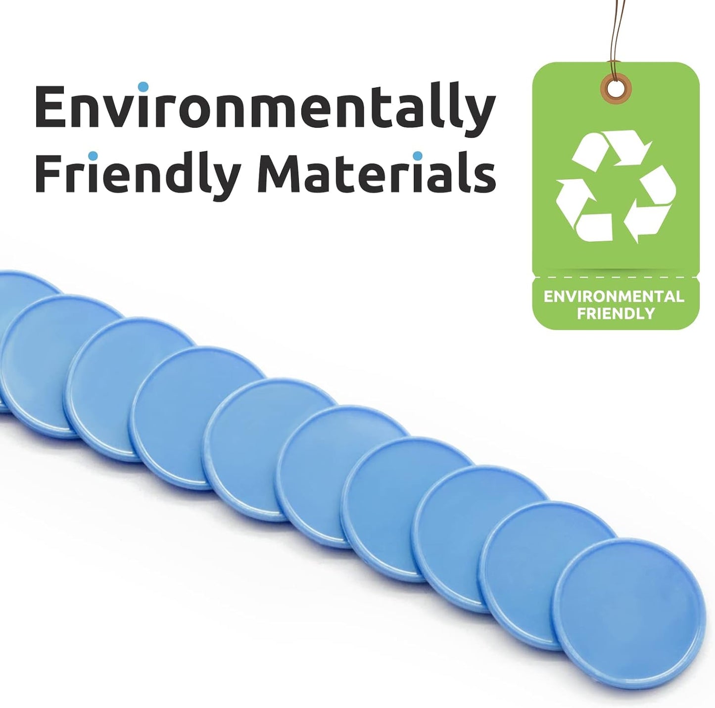 Set of 100 Opaque Plastic Learning Counters Mini Poker Chips Game Tokens with Storage Box (Deepsky Blue, 1.26 Inch)