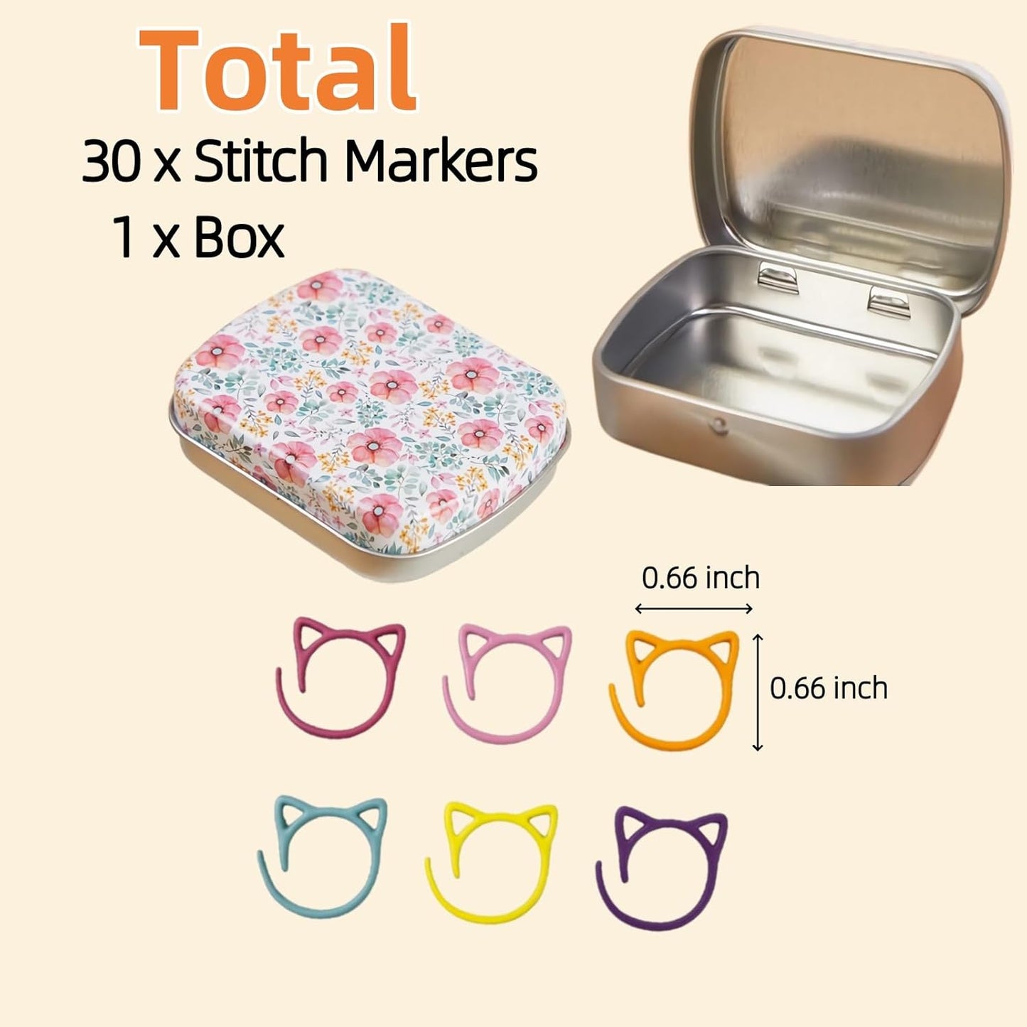 Stitch Markers for Crocheting Cat Stitch Markers with Box Metal Spiral Stitch Markers for Knitting Crochet Stitch Markers Rings Knitting and Crochet Notions (30)