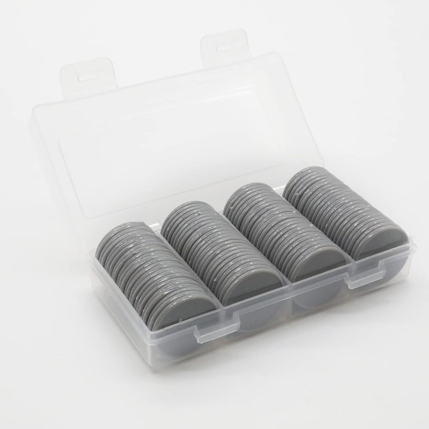 Set of 100 Opaque Plastic Learning Counters Mini Poker Chips Game Tokens with Storage Box (Gray, 1 Inch)