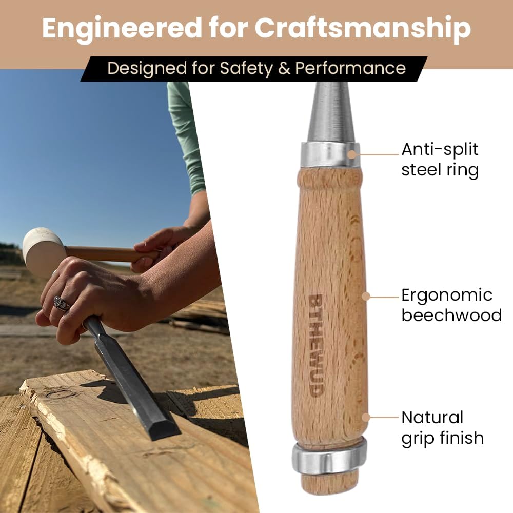 Wood Chisel Set – set of 4 Woodworking Chisels w/CR-V Steel Blades, Zipper Bag - Anti-Rust Coating Wood Chisels for Woodworking - Lightweight & Durable Carpenter Tools for Woodworking