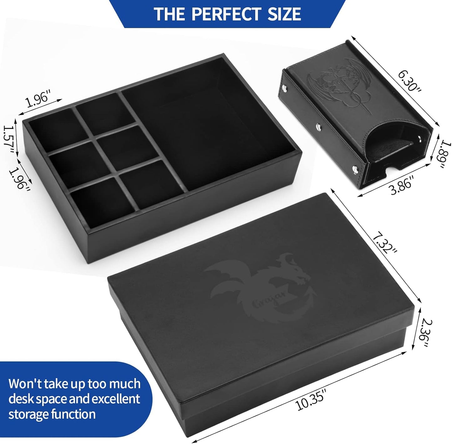 DND Dice Tray and Dice Tower with Storage, 3 in 1 Dice Rolling Tray with Lid, Portable Dice Box Storage, DND dice Holder for Dungeons and Dragons D&D RPG MTG Table Games (Black)