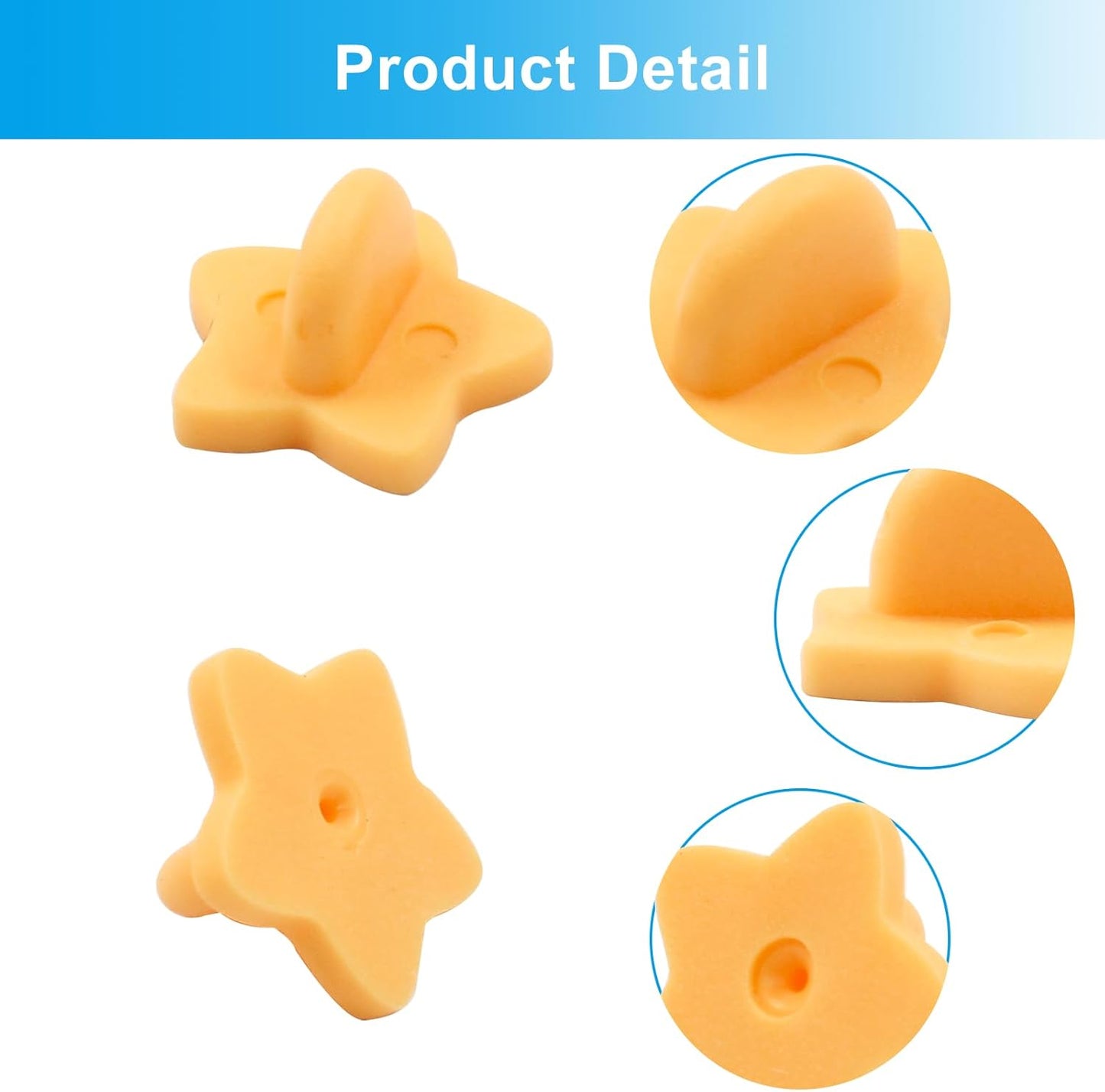 100 Pack Star Shape Rubber Pin Backs, Lapel Pin Backing Locking Pin Keepers, Brooch Holder for Uniform Badge Hat Tie（Orange）