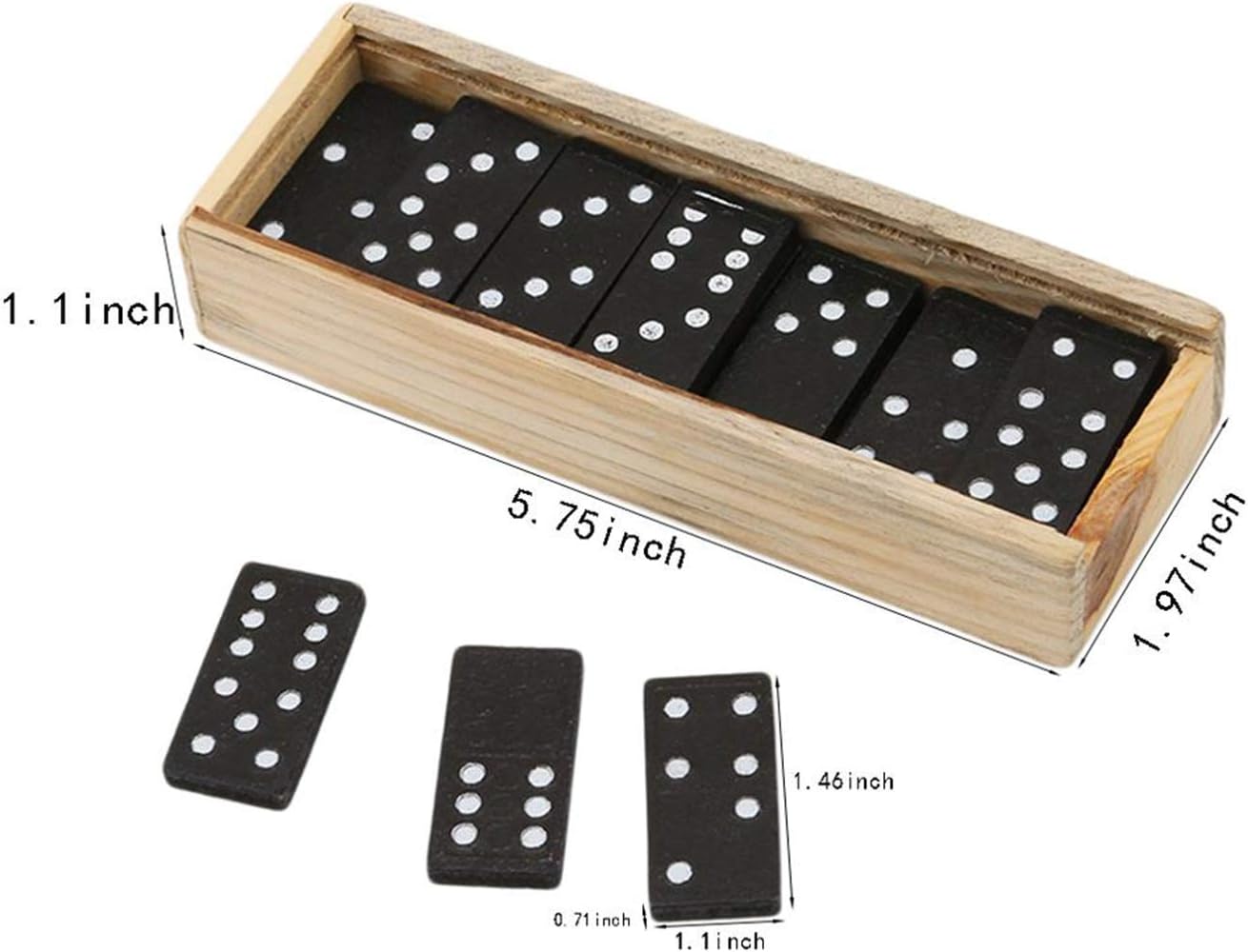 Kicko Mini Wooden Dominoes Set - 12 Pack - Miniature Classic Board Games - Small Blocks, Educational Toys, Game Tiles, Leisure Time, for Teens and Adults