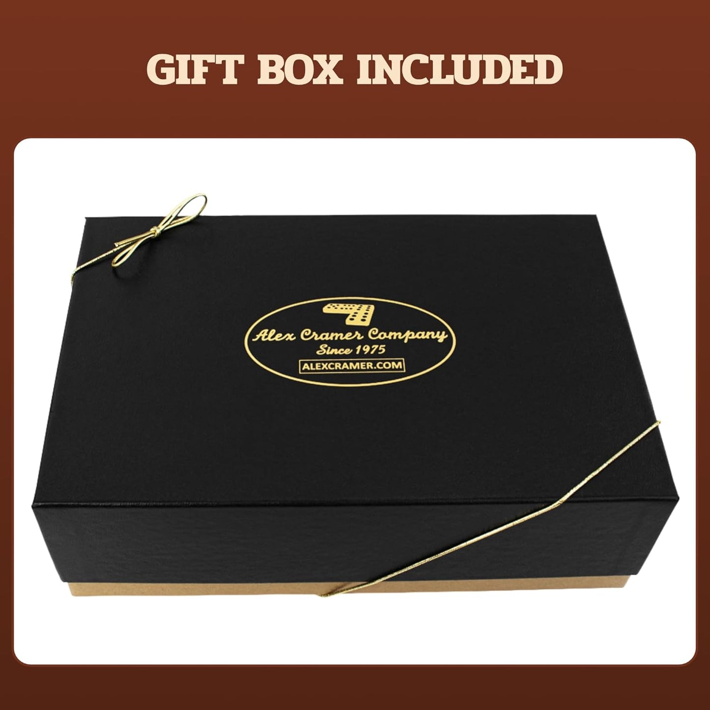 Alex Cramer The Nines Double 9 Domino Set. American-Made Solid Walnut Case Holds Our 55-Piece Set of Dominoes (Double Nine Domino Set for Adults)