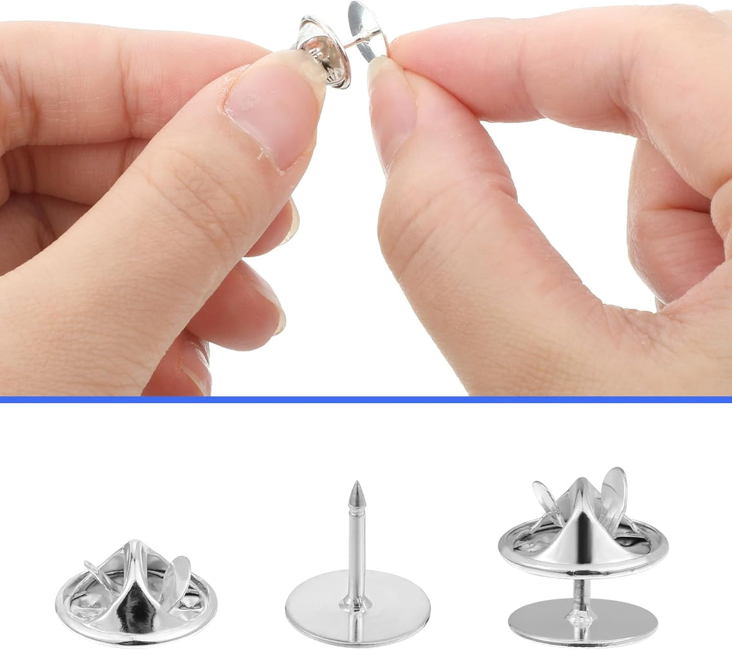 50 Pairs Silver Metal Pin Backs, Butterfly Tie Tacks Blank Pin Keepers Enamel Pin Locking Backs for Clothes Brooch Uniform Badges Lapel Hat Tie Tack Craft Making Jewelry Making