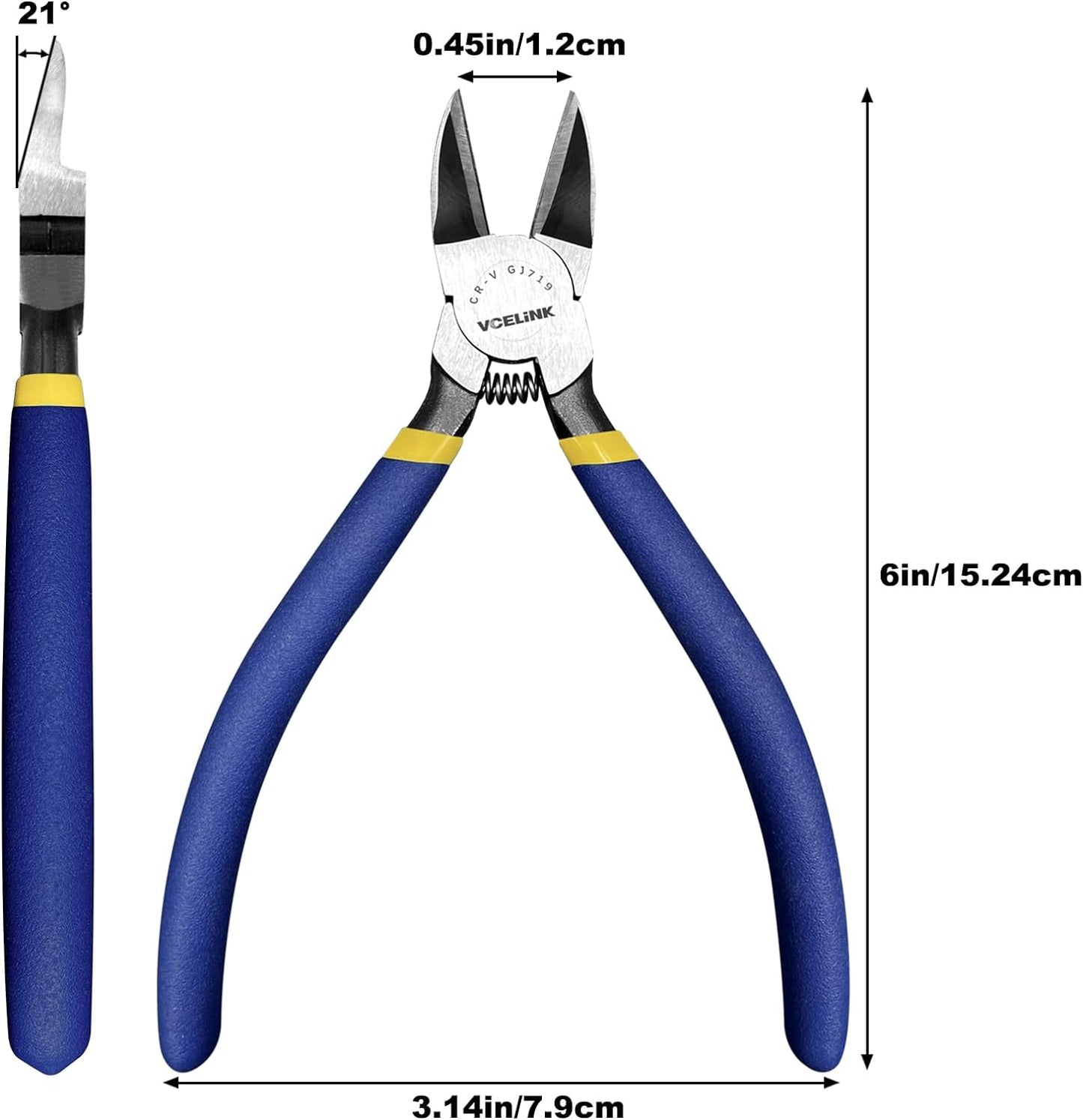 VCELINK Wire Cutters, 6-inch Side Cutter, CR-V Small Flush Cutter, 5 Pack Professional Small Wire Cutter with Spring-loaded for Artificial Flowers, Floral, Jewellery Making, and DIY Model Making