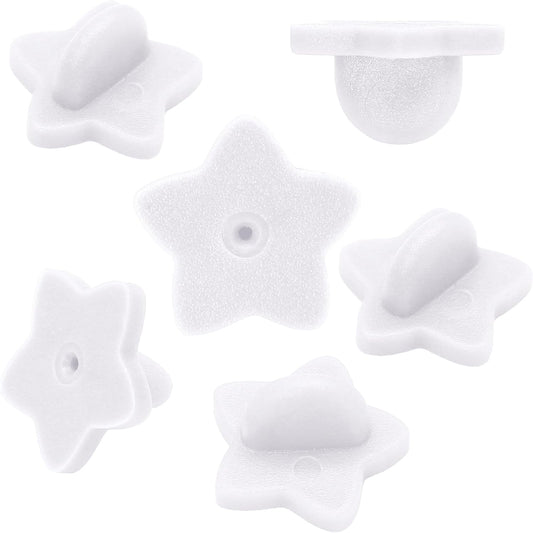 100 Pack Star Shape Rubber Pin Backs, Lapel Pin Backing Locking Pin Keepers, Brooch Holder for Uniform Badge Hat Tie（White）