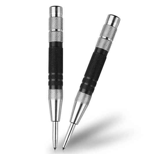 2Pcs Center Punch, 6Inch Automatic Center Punch Super Strong, Adjustable Spring Loaded Hole, Hardened Steel Auto Marker Tool for Metal, Wood, Glass by Pniimoo