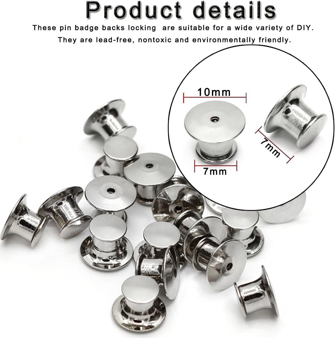 30 Pieces Pin Backs Locking, Metal Pin Backings Pin Keepers Clasp for Brooches, Silver