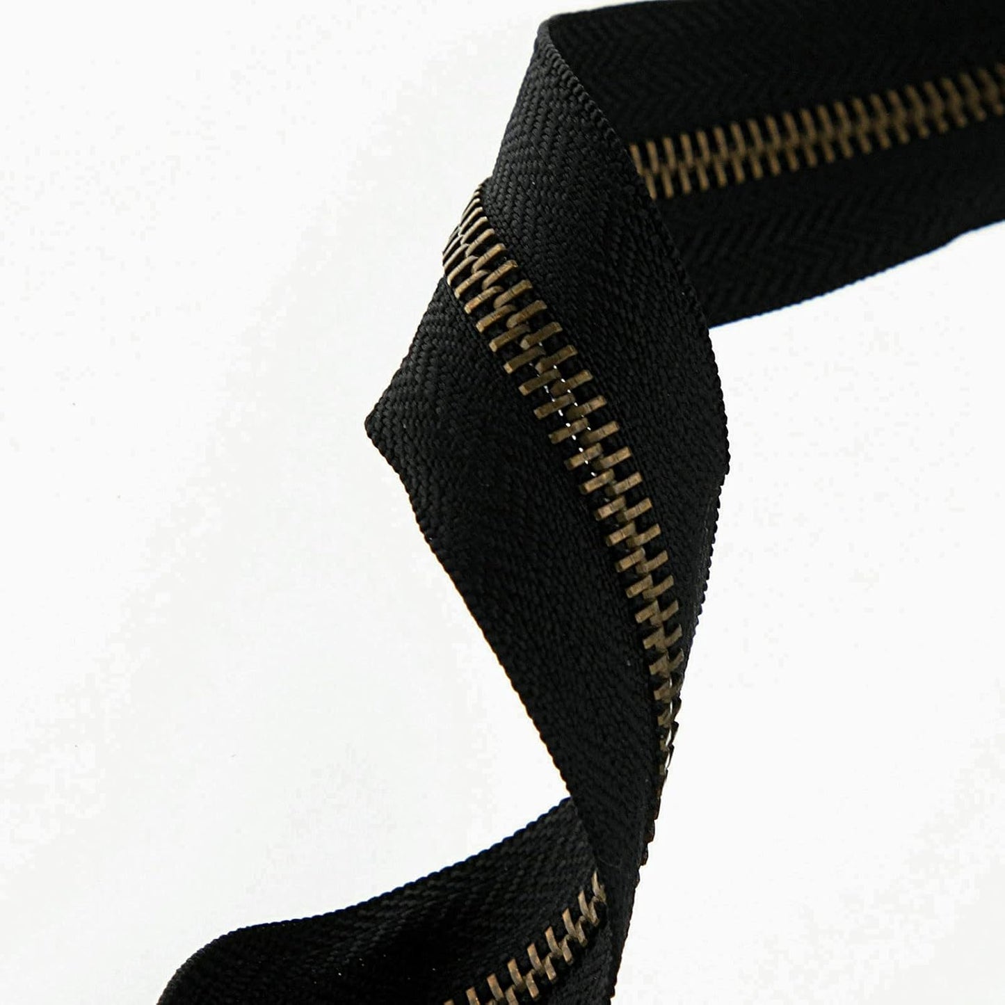 #5 Antique Brass Metal Zippers by The Yard Bulk 2 Yards Black Tape with 10 pcs Sliders Handmade Zipper for Sewing Craft Bag Backpack, Wallets, Purses Leekayer