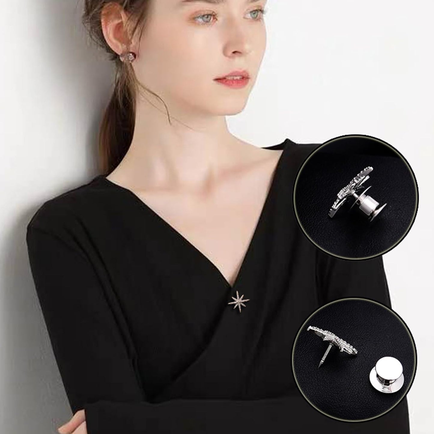 30 Pieces Pin Backs Locking, Metal Pin Backings Pin Keepers Clasp for Brooches, Silver